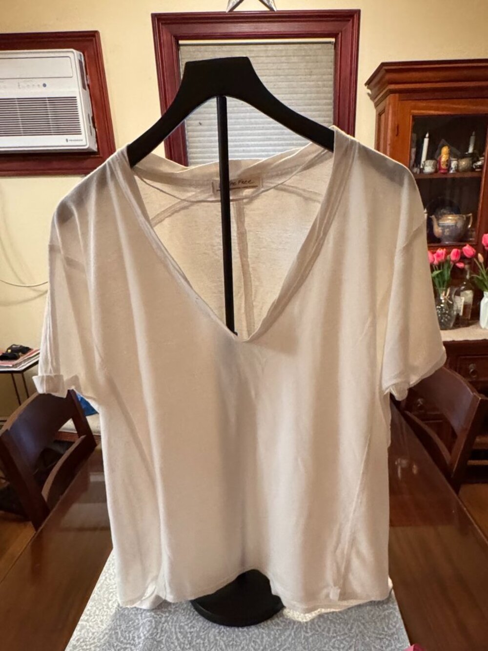 Free People We The Free Nina V-Neck Tee White Oversized XS Fits M L
